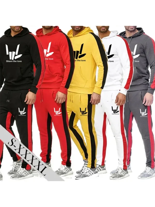 Men Striped Clothing Fashion Track Suits Sports Wear Jogging Hip hop Ladies Hooded Tracksuit Clothes Hoodies High Street Set